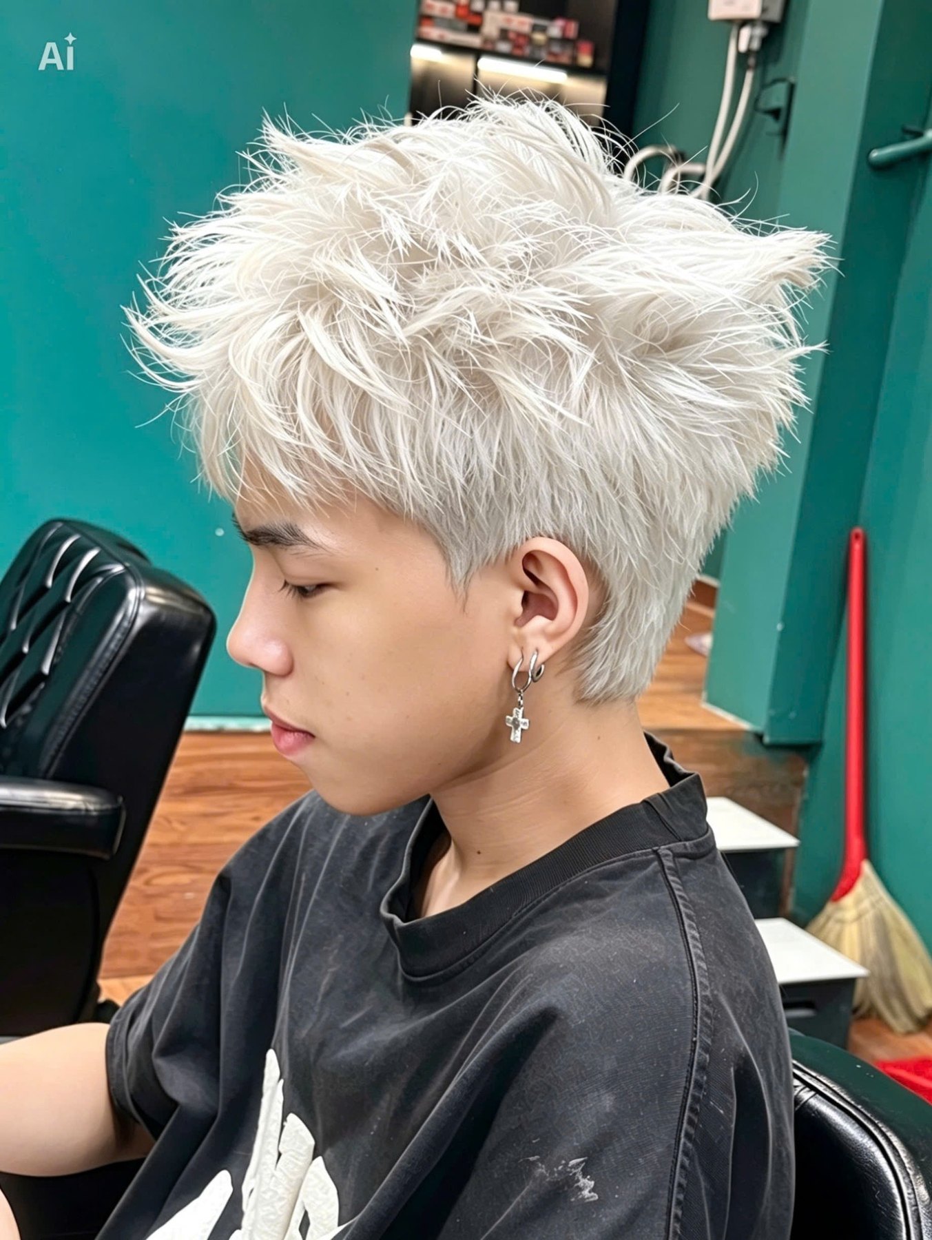 Mẫu tóc nam màu trắng nhìn ngang tại Đạo BarberShop
